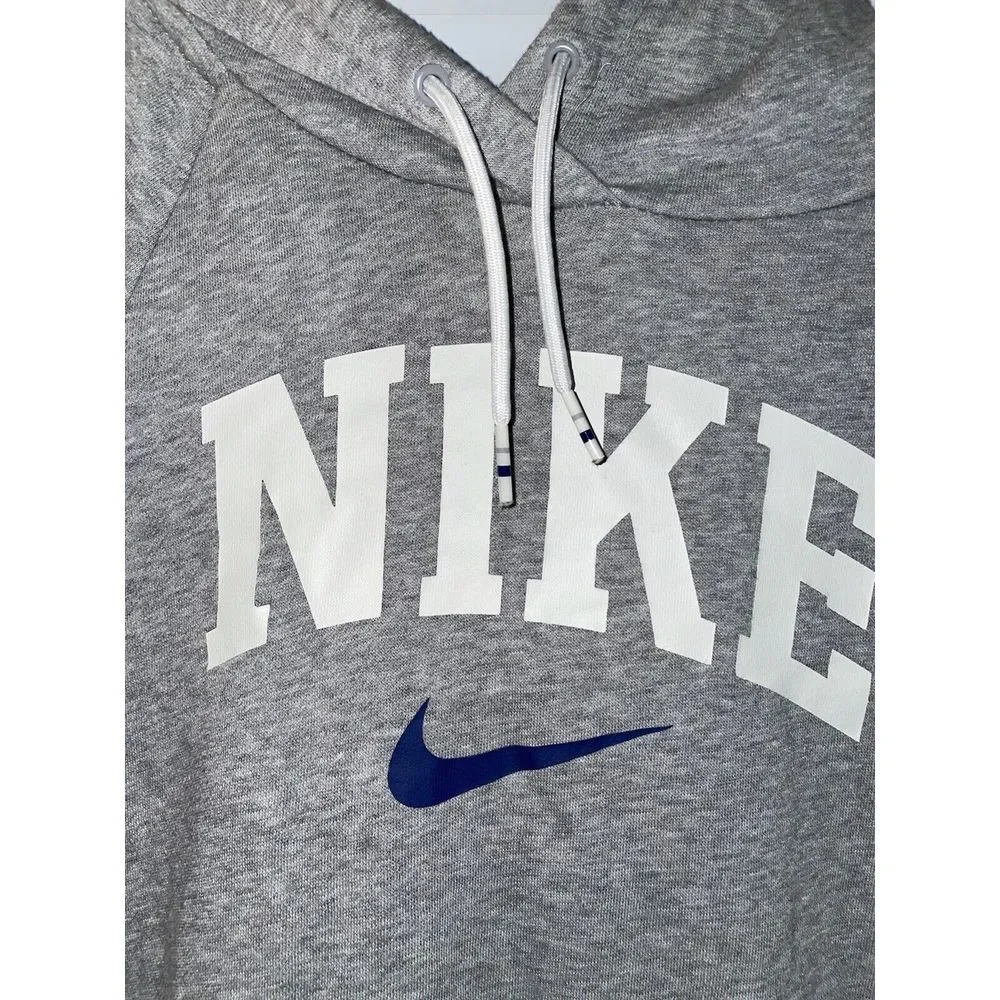 Nike Essentials Fleece Pullover Long Sleeve Hoodie Womens XS Gray‎ Blue